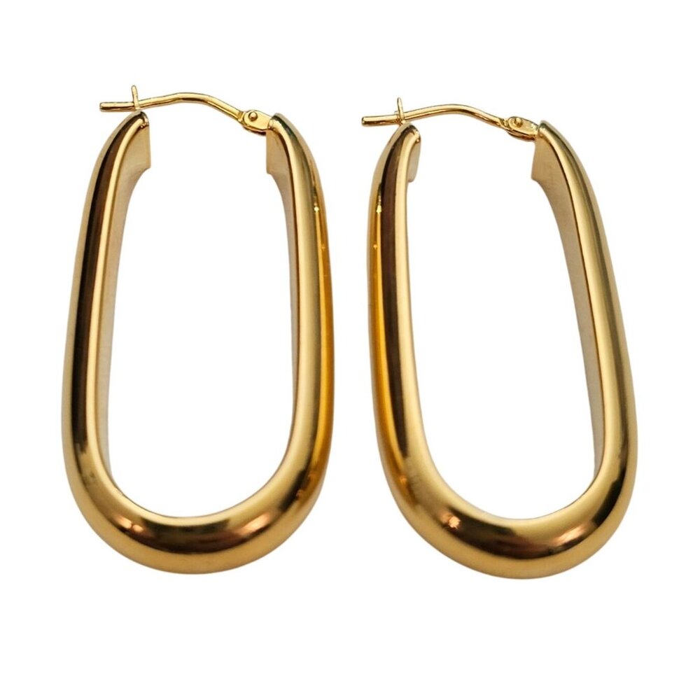 Milor Italy Gold Tone Bronze Oval Hoop Earrings J542